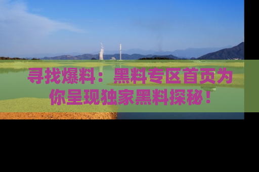 寻找爆料:黑料专区首页为你呈现独家黑料探秘!